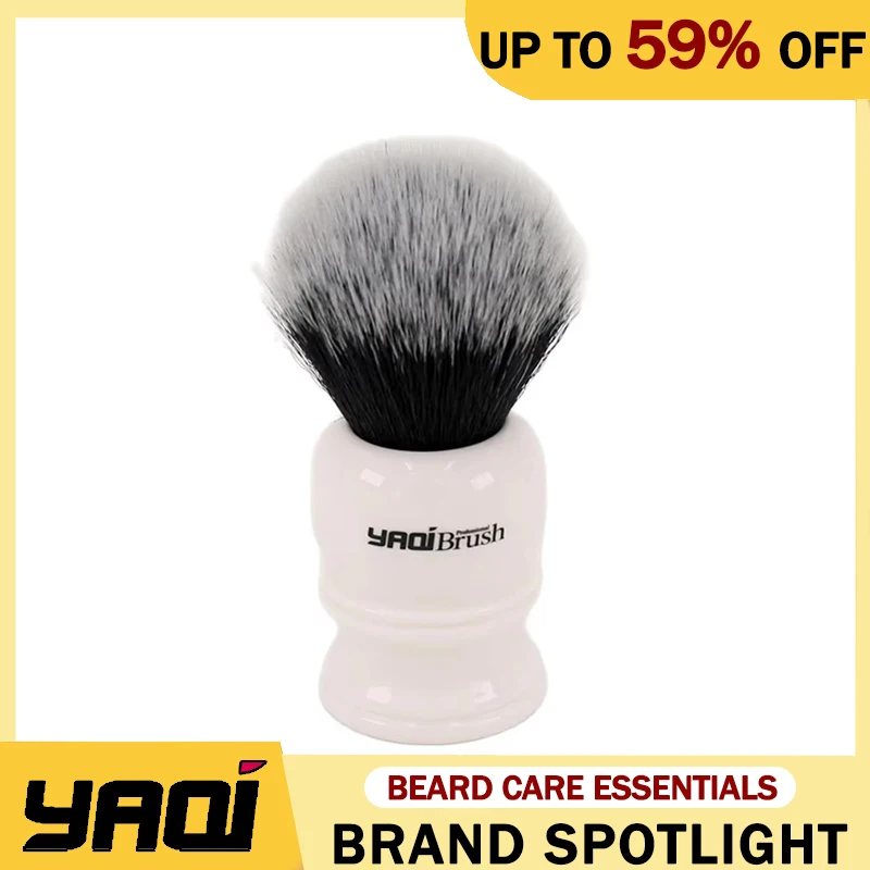 

Yaqi 30MM Large Size Knot White Resin Handle Synthetic Hair Tuxedo Knot Men Shaving Brush For Mens Home Or Travel Shaving Brush
