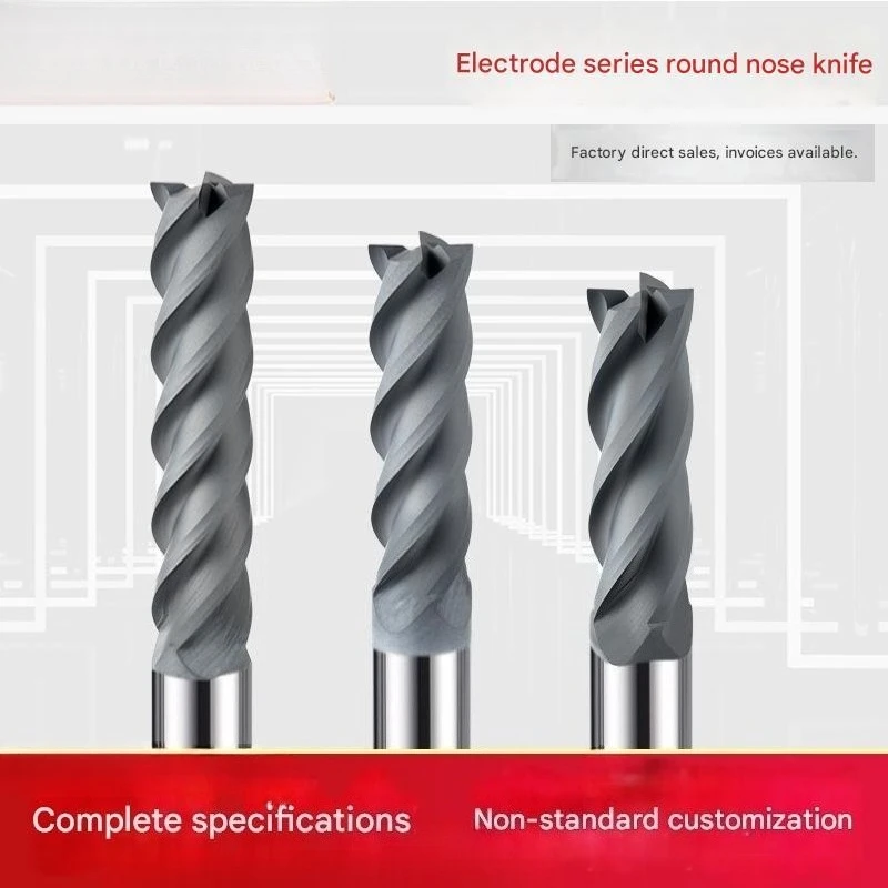 

Diamond-Coated Graphite Milling Cutter — Round-Nose End Mill for Cover Plate Mold Machining CNC Tungsten Steel