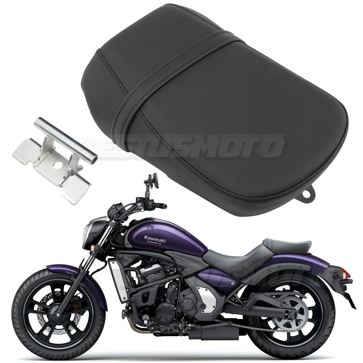 Motorcycle Rear Passenger Seat Black Cushion PU Leather Pad For Kawasaki Vulcan S 650 VN650 2015-2024 2023 2022 2021 2020 2019