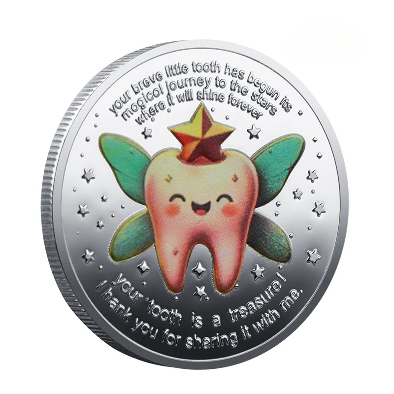 عملات معدنية قابلة للجمع مطلية بالذهب من The Tooth Fairy، عملات تسنين سعيدة، أسنان الأطفال، عملات محظوظة #6