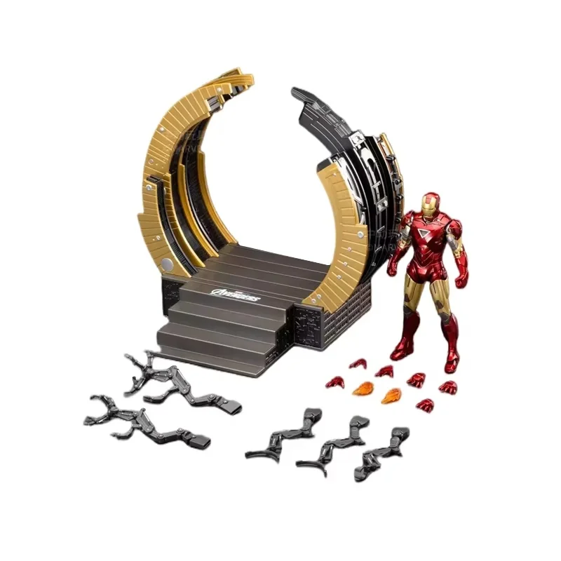 ZD MK6 MK4 Toy Iron Man WITH SUIT-UP GANTRY LED Circular Armor Dismantling Platform Anime Tony Stark Model Action Figure Gifts view 6
