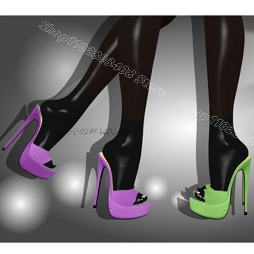 Purple Platform Stiletto Sexy Slippers Open Toe British Style Solid Party Casual Fashion Women Shoes 2024 Zapatos Para Mujere
