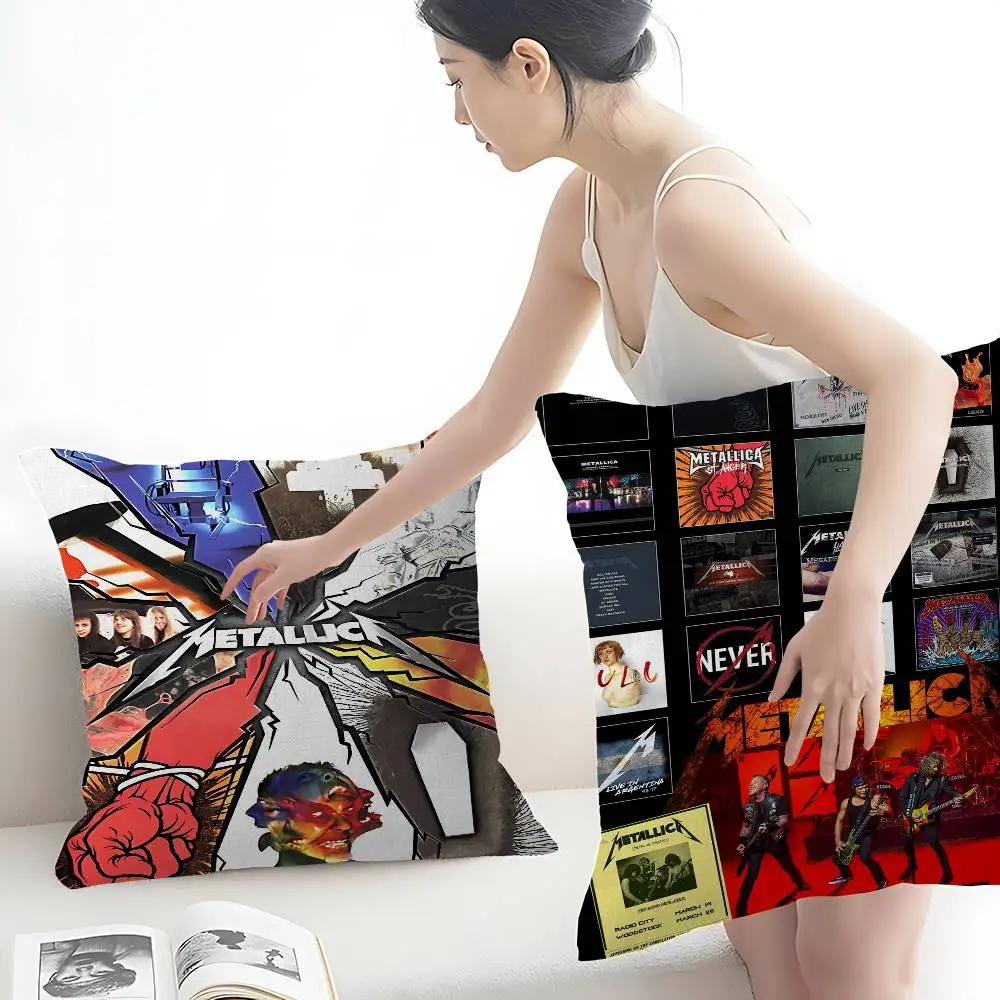 Band M-METALLICA Cushion Cover Car Throw Pillow Case For Sofa Car Christmas Gift 40x40cm 45x45cm