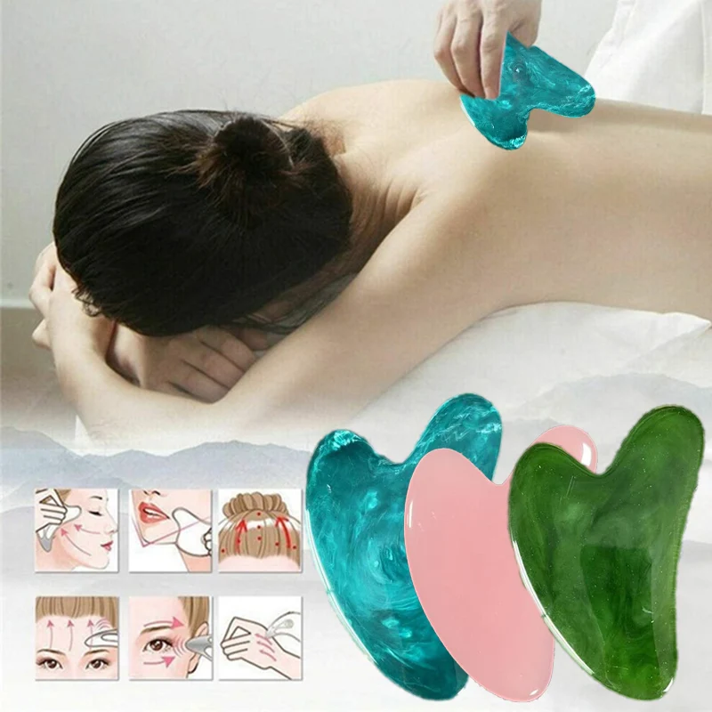 New 1Pcs Gua Sha Facial Full Body Massage Natural Resin Board Scraping Massage Tool