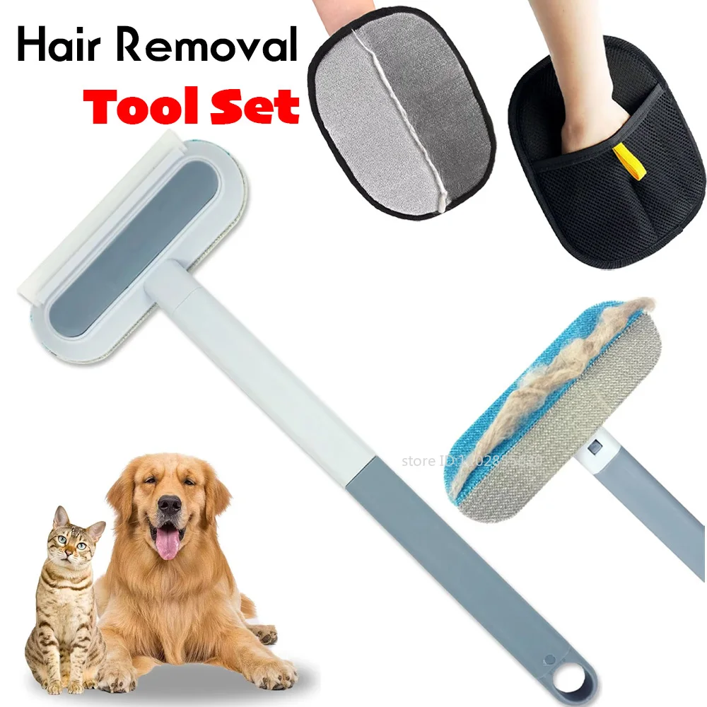 الكلب القط إزالة الشعر مجموعة أداة قابلة لإعادة الاستخدام قفازات ثابتة على الوجهين التهيأ قفاز الحيوانات الأليفة اكسسوارات الشعر إزالة السجاد أريكة الأنظف