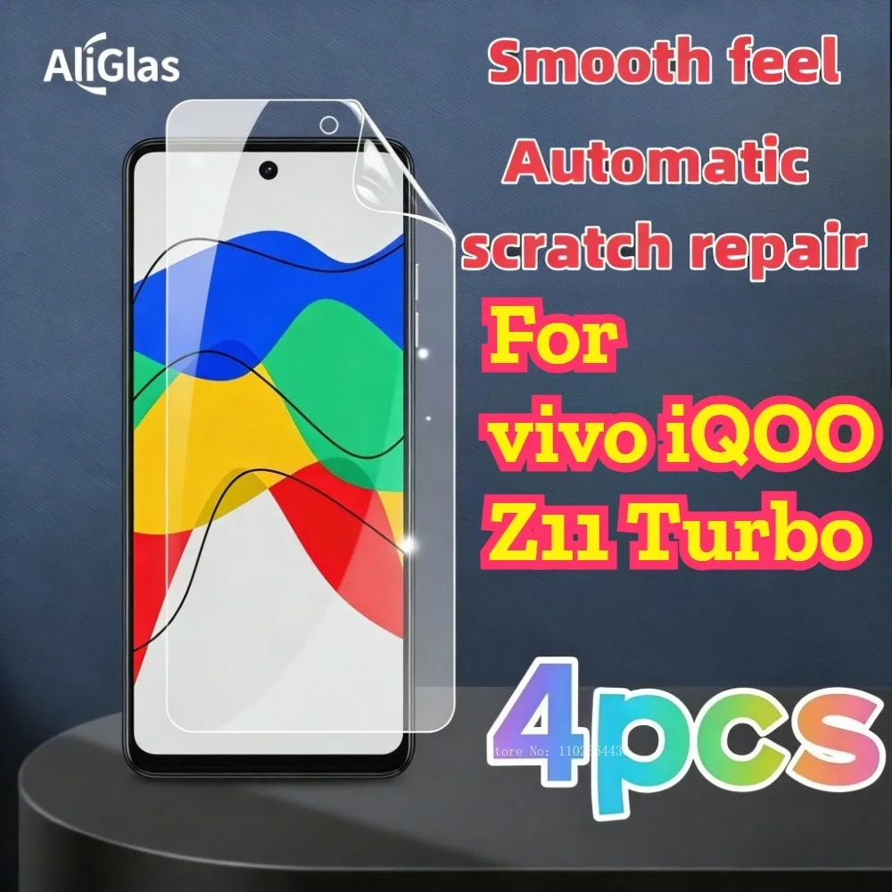 

4 Pieces HD Clear Hydrogel Films For vivo iQOO Z11 Turbo Glossy Screen Protector For vivo iQOO Z11 Turbo Series Protective Film