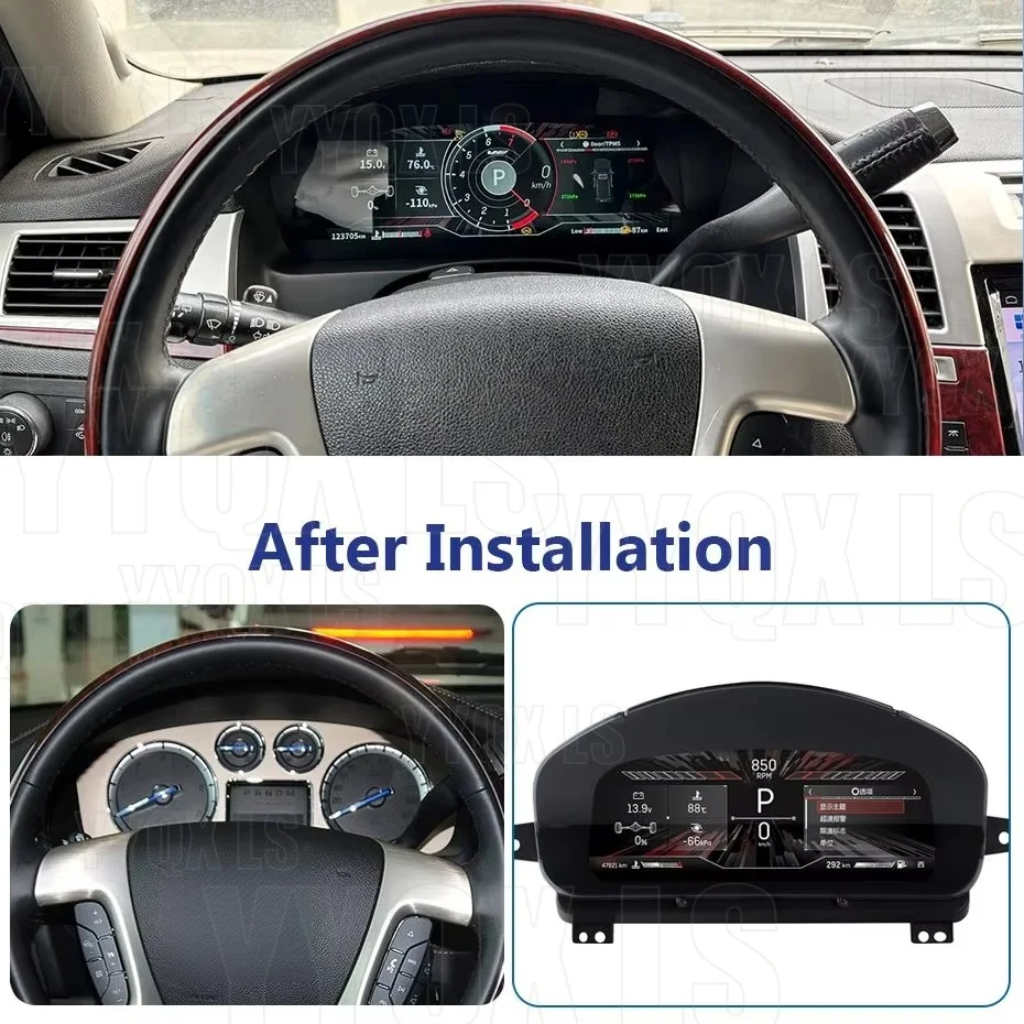Digital Car Dashboard Speedometer for Cadillac Escalade 2006-2013 Digital Car Cluster LCD Screen Cockpit Panel CarPlay