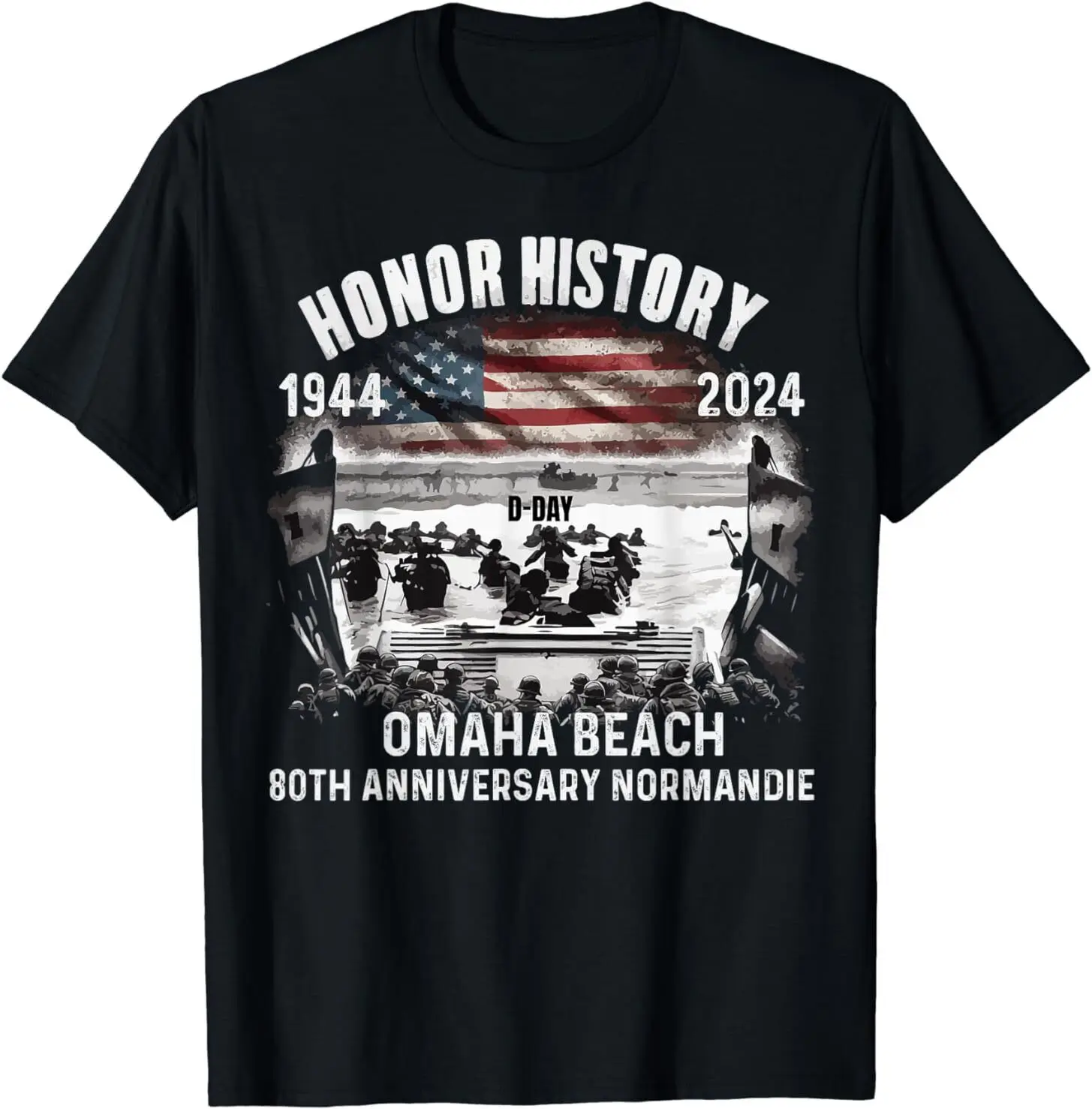 Omaha Beach D Day 80 th Anniversary Honor History T Shirt