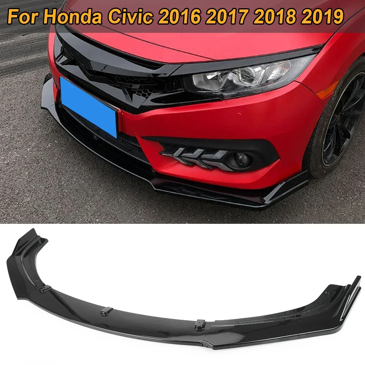 Paraurti anteriore Spoiler laterale Splitter deflettore copertura Kit corpo protezioni per Honda Civic Sedan 2016 2017 2018 2019 accessori auto