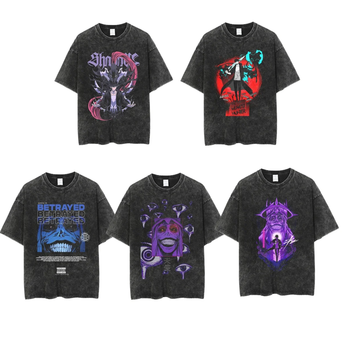 

New Anime Single Leveling with Printed Pattern Fashion Pure 100% Cotton Short Sleeve Casual Hip Hop T-Shirt for Men and Women