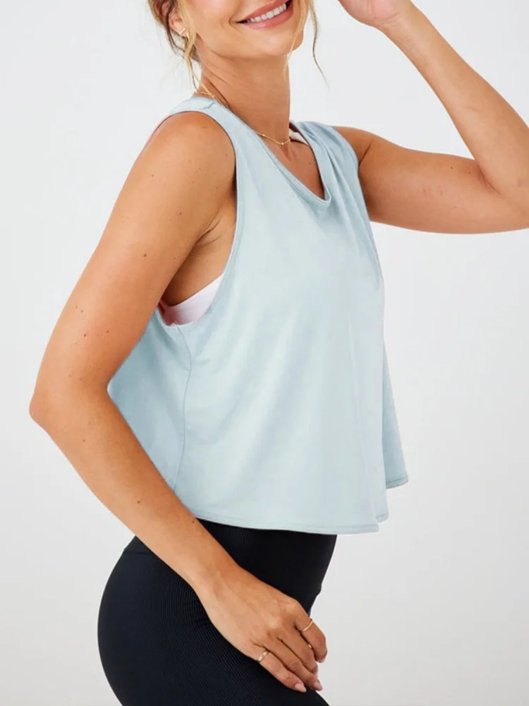 Summer Breathable Racerback Yoga Tank Tops Women Workout Gym Fitness Vest Quick Dry Running Sport Sleeveless Shirts Customize image 3
