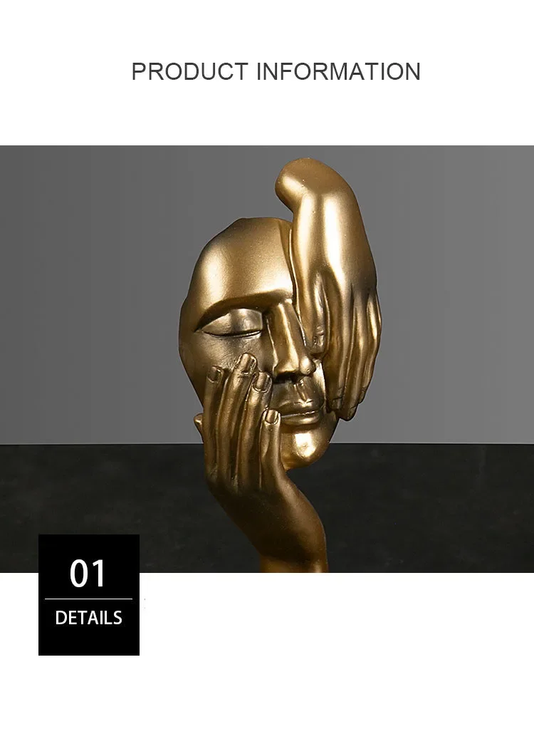 Abstrakte Maskenstatuen aus Kunstharz, europäische Miniaturfiguren für den Innenbereich, Zuhause, Büro, Arbeitszimmer, Desktop-Figur, Ornament, Dekor, Geschenk – Detail 6