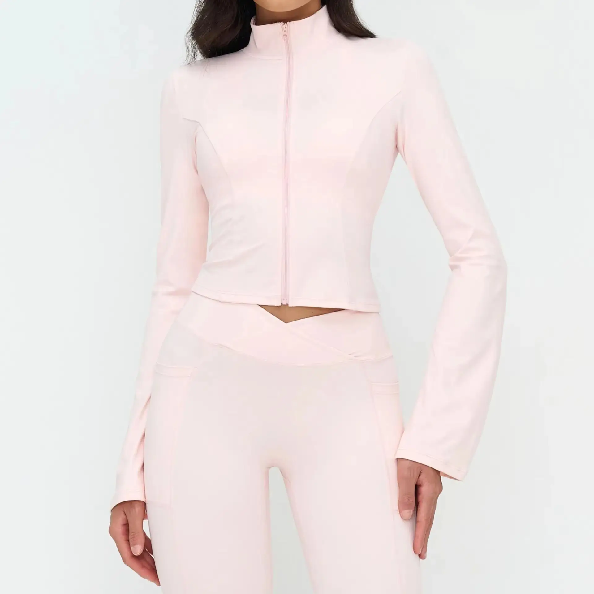 Ultra-Soft Fabrics Casual Tight Sports Jackets Women Zipper Yoga Clothes Female Quick-Dry Long Sleeve SportswearYoga Long Sleeve