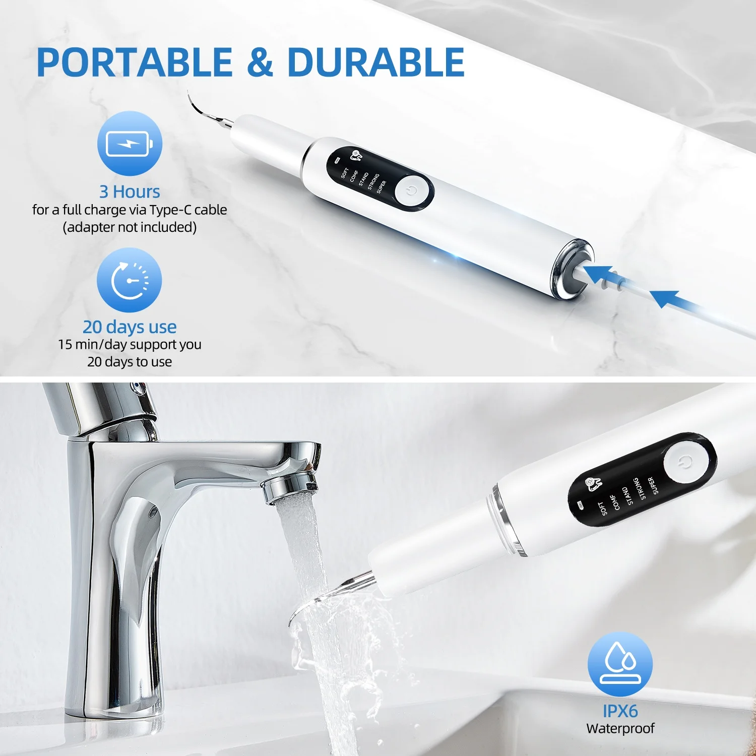 Electric Dental Plaque Remover Waterproof IPX6 Five Modes Ultrasonic High Frequency Dental Scaler For Teeth Tartar Remover image 6