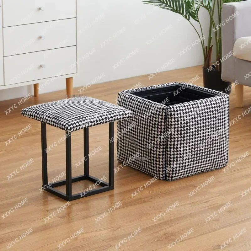 X-S Modern Furniture Leather Ottomans Multifunctional Sofa Stool Storage Folding Space Saving Footstool HG