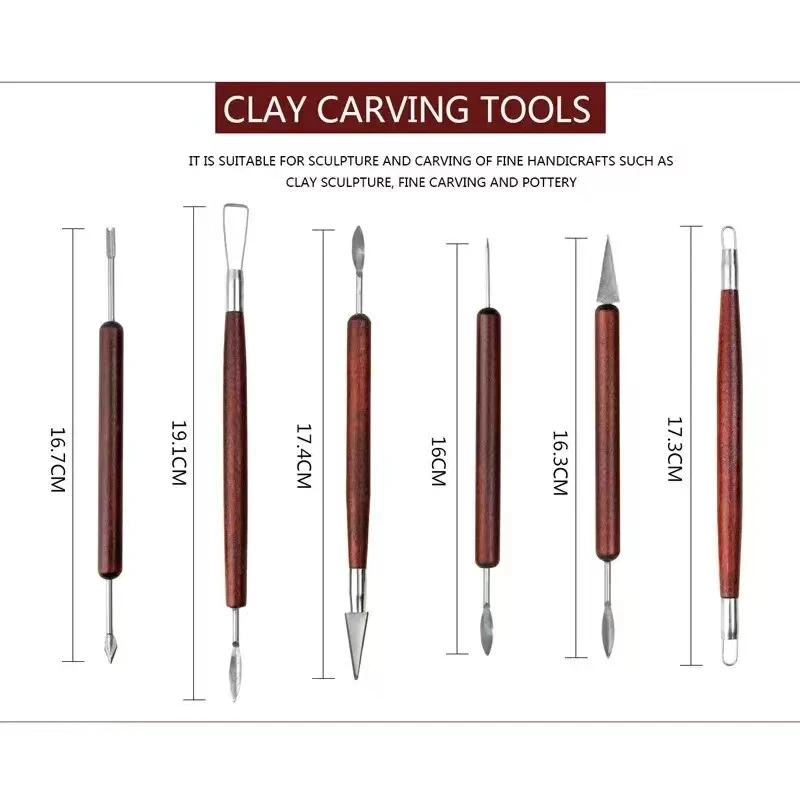 6pcs/set Pottery Tools Red Wood Double-Ended Wire Knife For Clay Repair, Clay Sculpture Carving Tool Set Pottery Tools