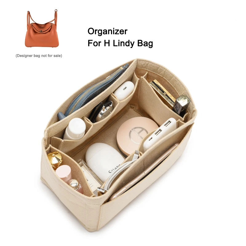 Tas Organiser Felt untuk Tas Tangan Lindy Mini 26 30 34, Tas Penyimpanan Kosmetik Portabel Bagian Dalam Travel Tote Wanita, Kustom