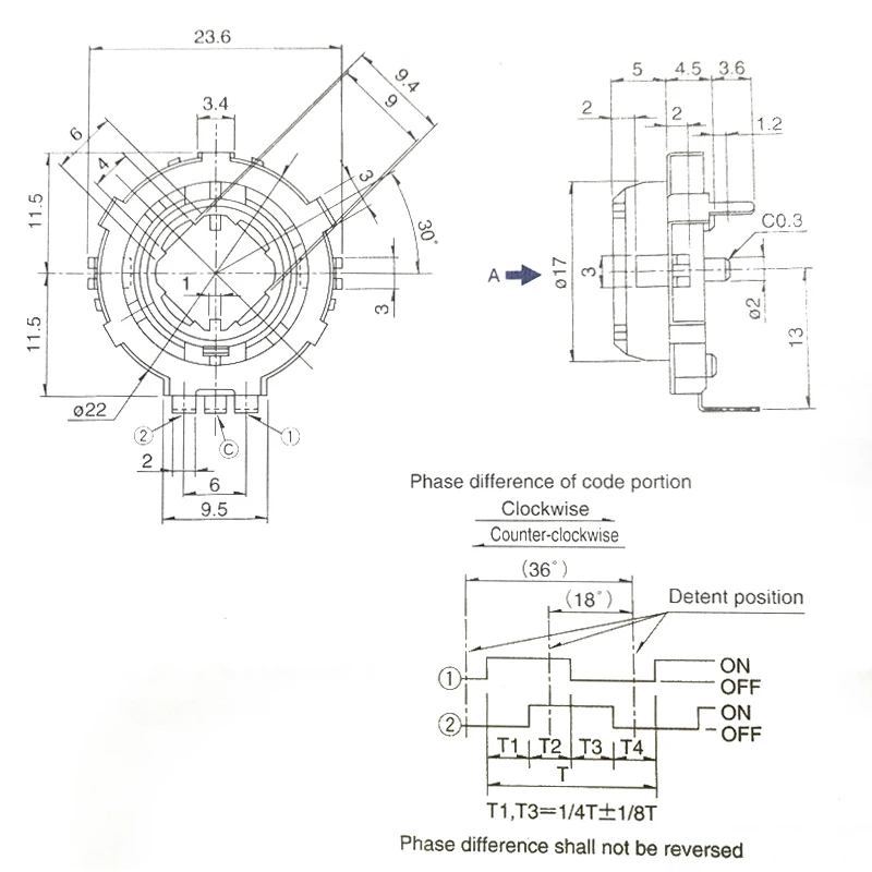 ALPS EC25 SRGP200200 Encoder ad albero cavo 20 posizionamento 10 Pulse Car Audio Volume Switch