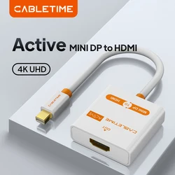 CABLETIME Thunderbolt Mini DP to HDMI Active Adapter M/F Mini DisplayPort To HDMI Cable for MacBook Pro Air iMac projector C065