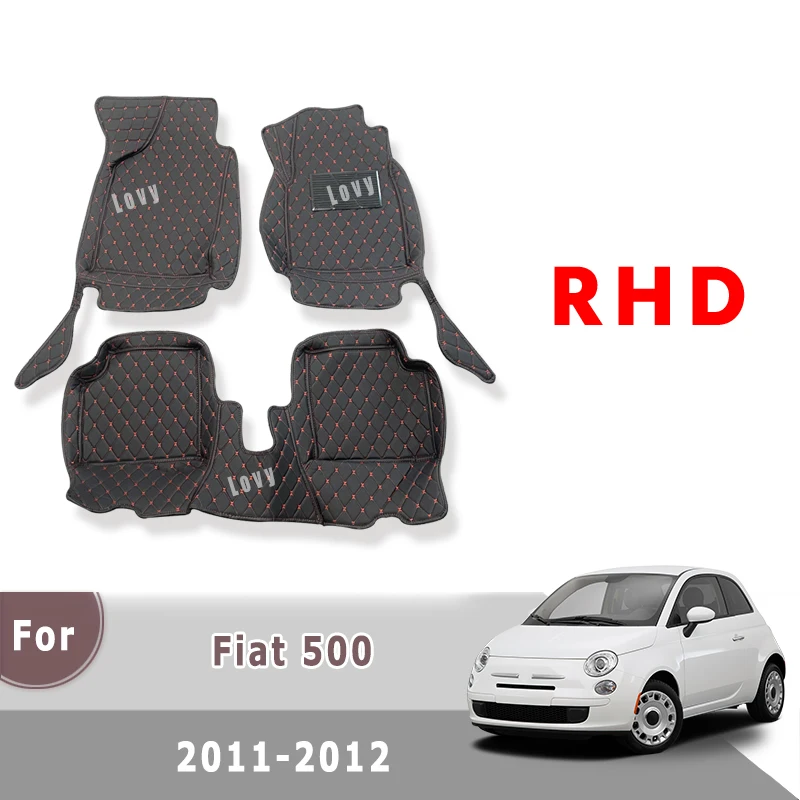 RHD Carpets For Fiat Topolino 500 2012 2011 Waterproof Leather Car Floor Mats Auto Interior Accessories Foot Pads Rugs Parts