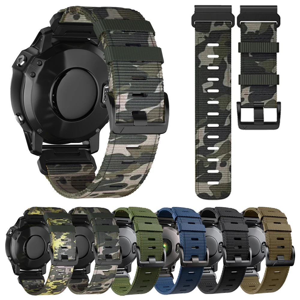 1PCS Camouflage Nylon strap Für Garmin Tactix 8 47mm 51mm Fenix8 E 7 7X Pro 6 6X 5X Instinct 3 Epix QuickFit 22mm 26mm armband