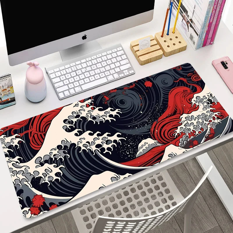 XXL Wave Ripple Mouse Pad Starry Sea Pattern Carpet Pads Office Anti-Slip Rubber Large Table Mat Gamer Mechanical Keyboard Mats