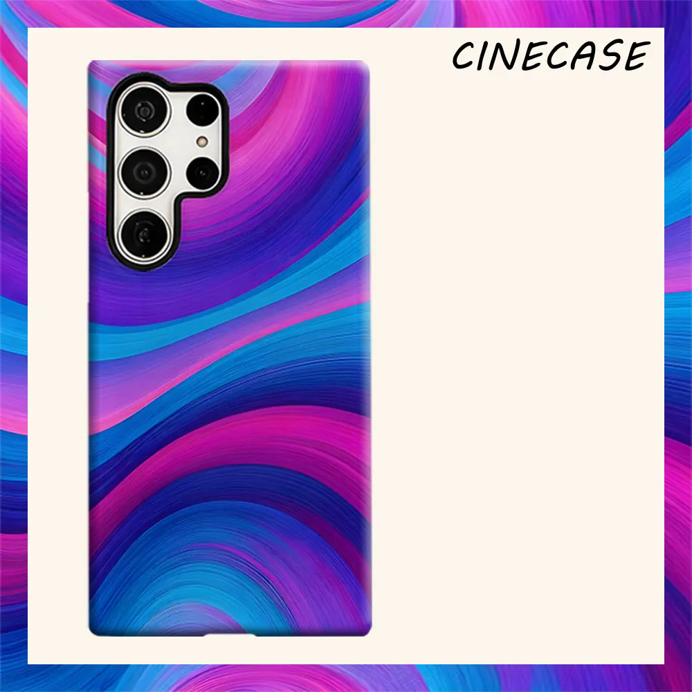 Neon Swirl For Samsung Galaxy S26 S25 S24 A56 A36 Dual Layer Luxury Fashion Full Lens Protective Case