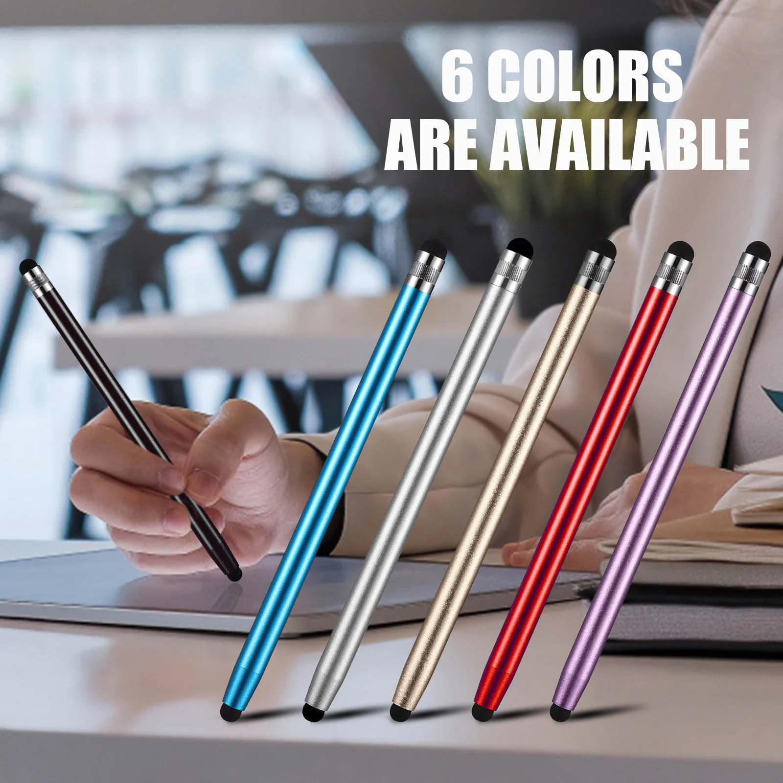 6Pcs Stylus Pen Kit Metal Silicone Tips High Sensitivity Screen Touch Pens for Phone Tablet Writing Notes Anti Scratch