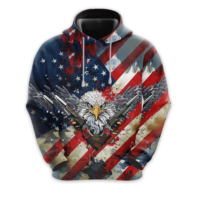 

American Eagle Graphic Sweatshirts USA Bald Eagle Hoodies For Men Clothes Casual Male Streetwear Autumn Unisex Pullovers Hoody