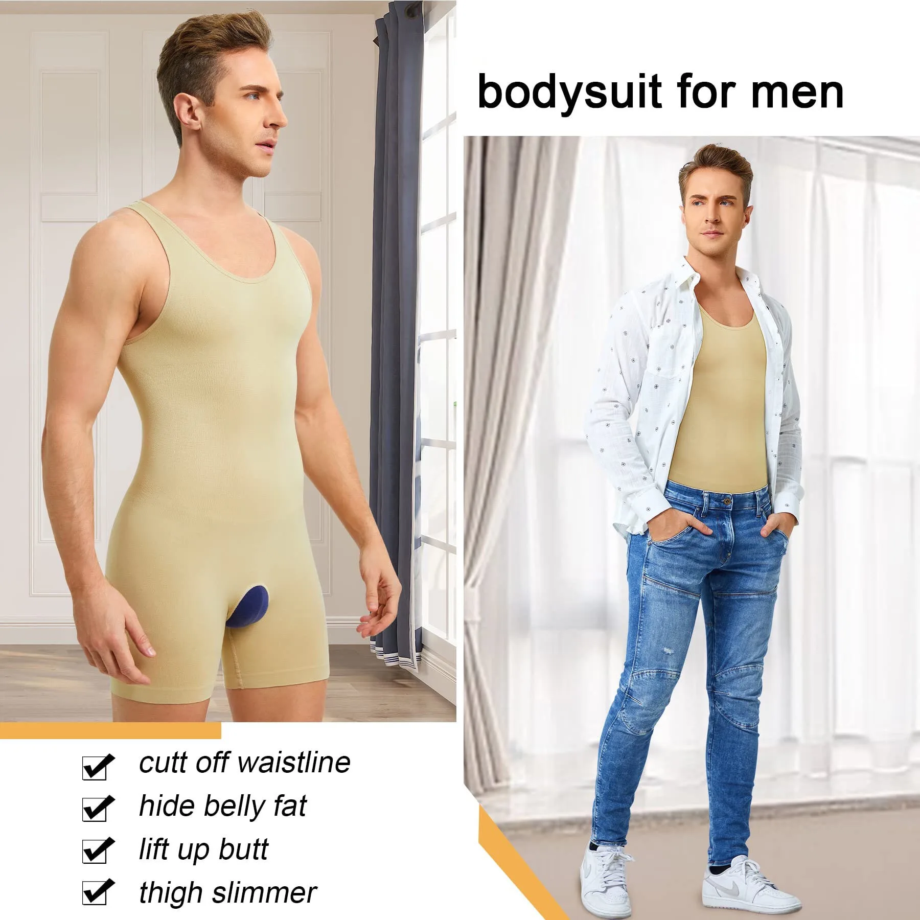 Hot Sale Mens Sleeveless Full Body Shaper Underwear Slimming Bodysuit Breathable Tummy Control Shaperwear Waist Trainer Corset