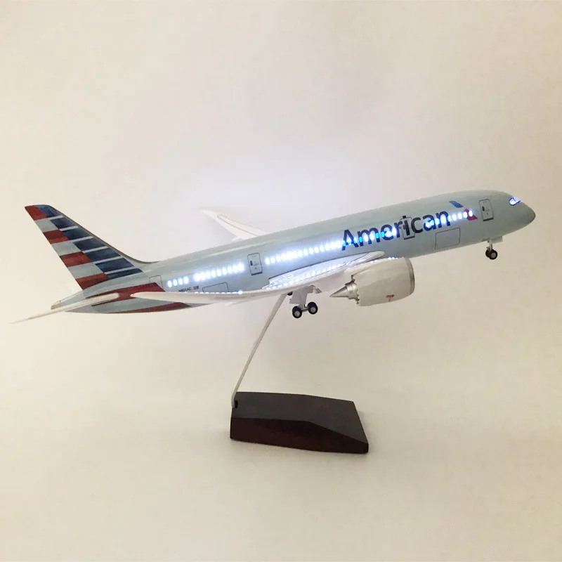 

US 787 Flying with Lights Simulation 47cm Aircraft Model Furniture Decoration Children's Toys