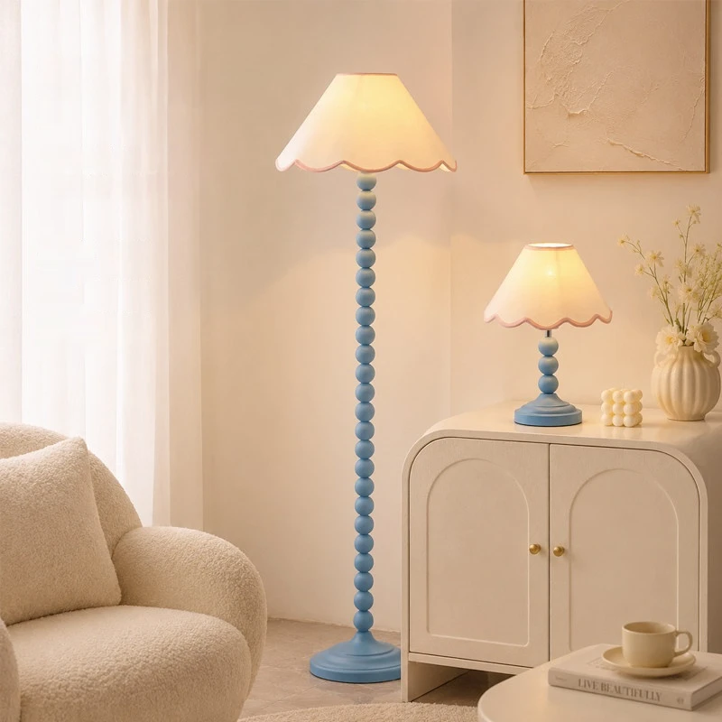 Fabric Floor Lamp Retro Wabi Sabi Style Living Room Sofa Side Stand Lamp Bedroom Bedside Lamp Home Decor Lights LED Wall Light