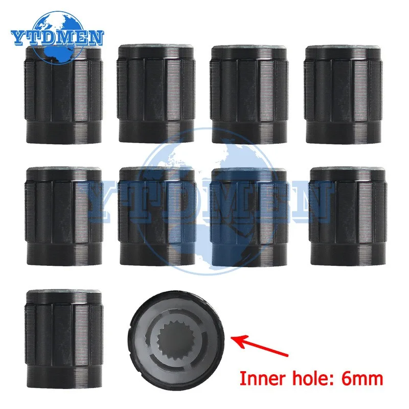 10-50pcs 6mm Potentiometer Knobs Caps Knurled Shaft  Potentiometers Control Knob Black Diameter 15mmx17mm Aluminum Switch Knob