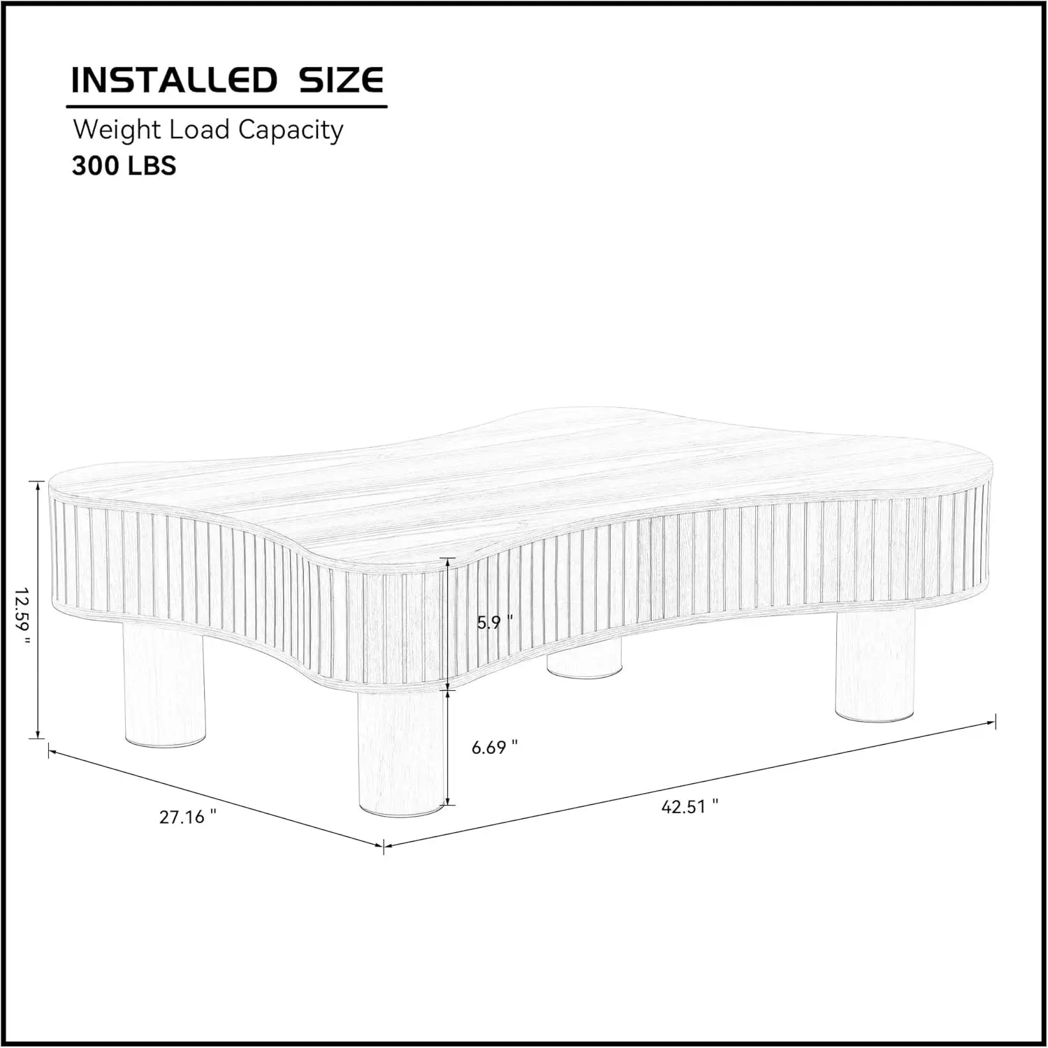 Lumisol 42.52” Modern Handcraft Drum Coffee Table, Irregular Shaped Coffee Table, Wooden Small Center Table For Living Room,