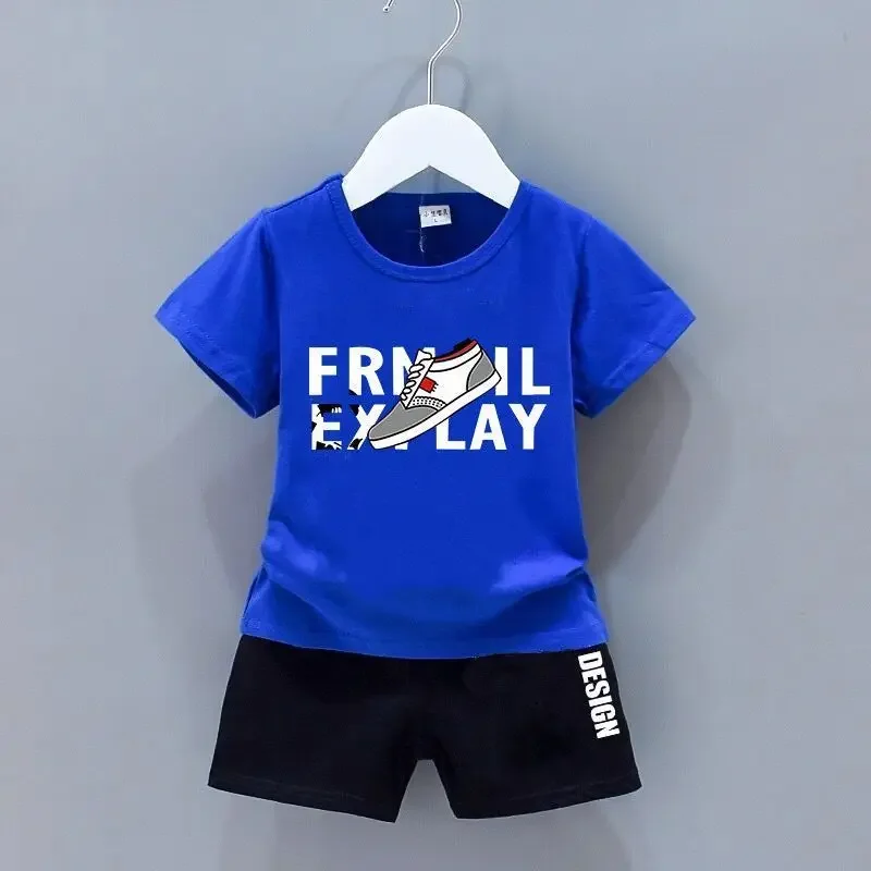 product image  Summer Kids Clothes Girls and Boys Cartoon Bear T-Shirts & Shorts 2 Pieces Suit Children Casual Tracksuit Baby Gi