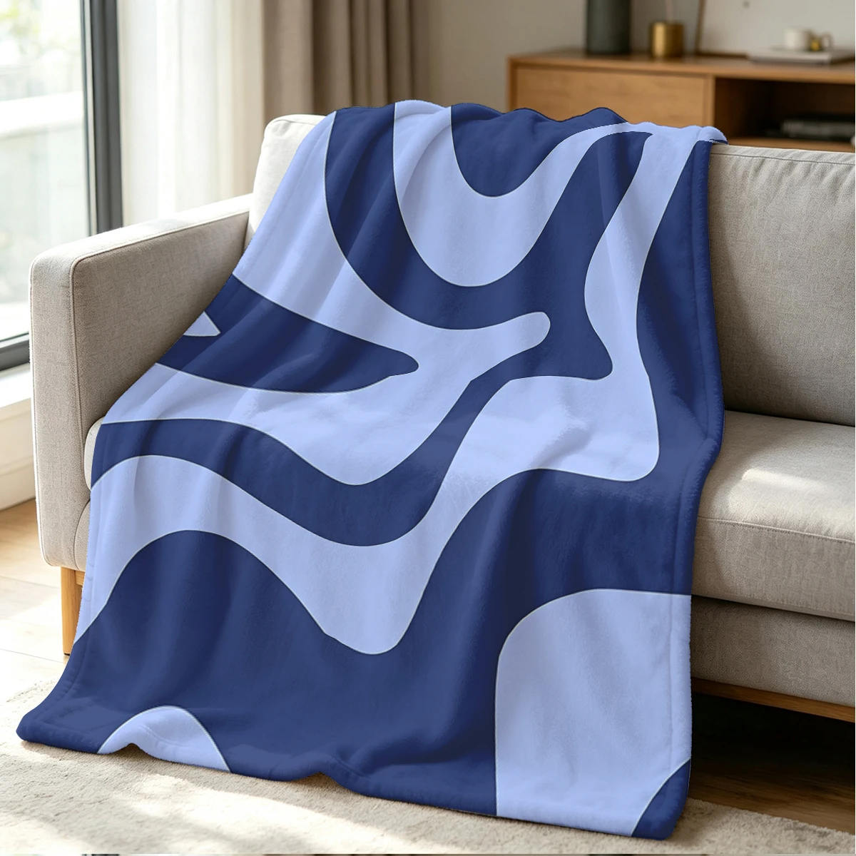 Blue Flow Blanket Soft Cozy Throw for Sofa Bed Festive Holiday Decor Gift for Kids and Adults,Lightweight and Warm