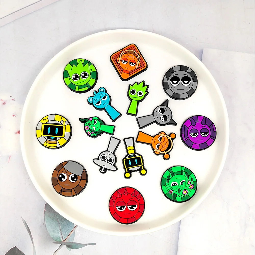 Bestseller 16-100 Stück Cartoon Sprunki Spiel-Serie PVC Schuh-Charms Zubehör für Sandalen DIY Abnehmbare Schuh-Dekorationen – Detail 8