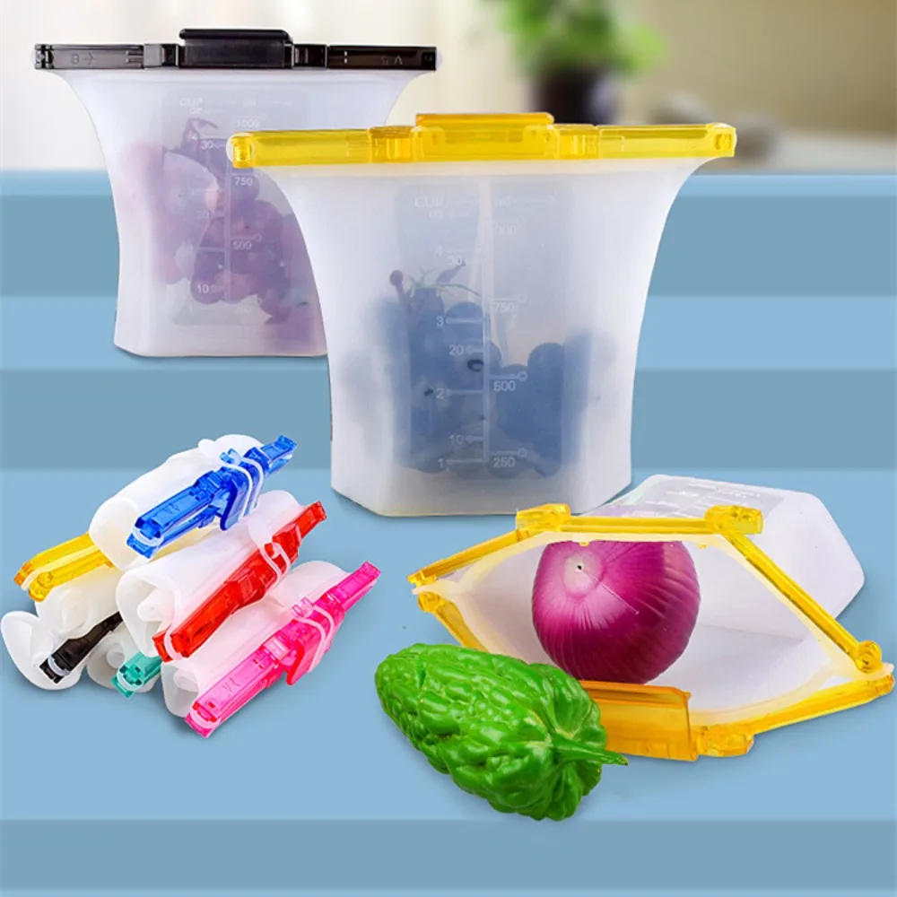 

Kitchen Refrigerator Silicone Food Storage Bag Reusable Food Container Silicone Bag Preservation Bag Microwave Dishwasher Safe