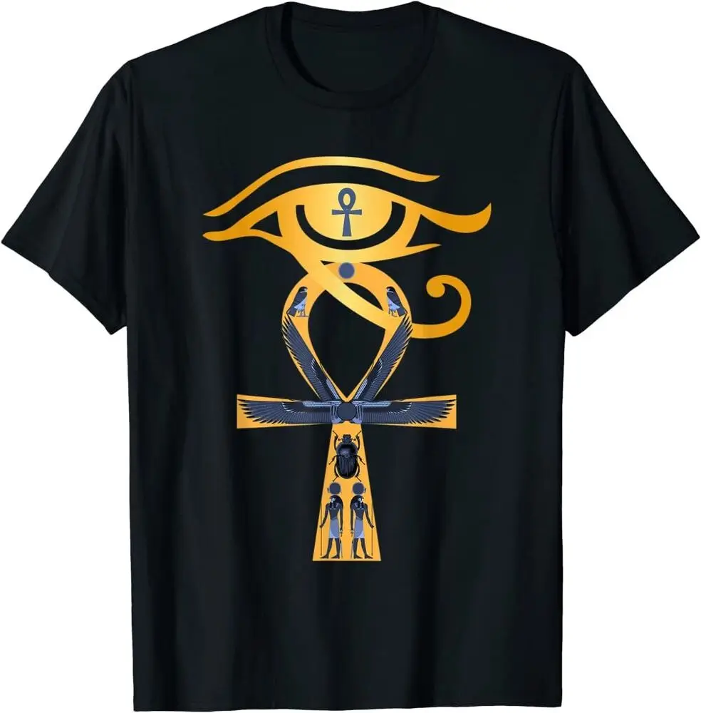 Ancient Egypt God Eye Of Horus Ankh Egyptian Symbol T-Shirtfor Men Clothing Women Short Sleeve Tees Y2K Tops