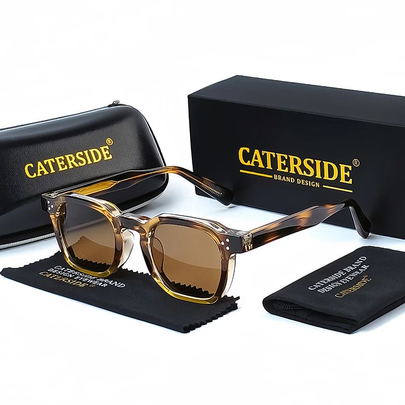 Caterside Retro Square Sunglasses Men's Punk Personalized Design Sun Glasses Women's Fashion Party Business Gift Box UV400