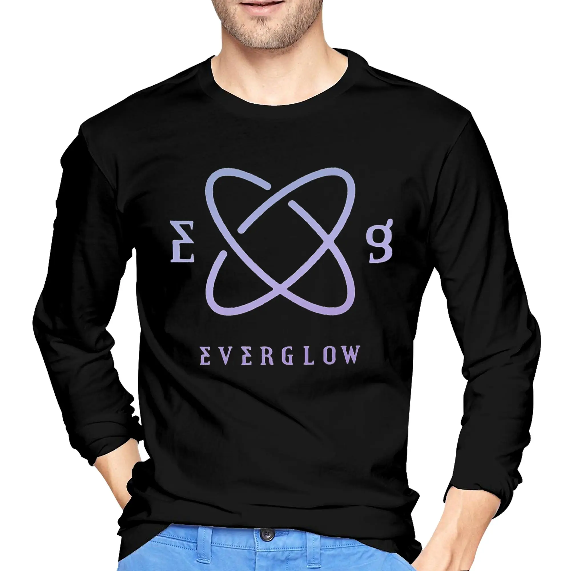 

Everglow Logo Men's Long Sleeved T-shirt Fashion Round Neck T shirts Spring and Autumn Men tops