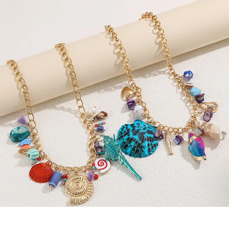 2024 Spring/Summer New Beach Style Shell Pendant Exaggerated Necklace Women\'s Fashion Necklace