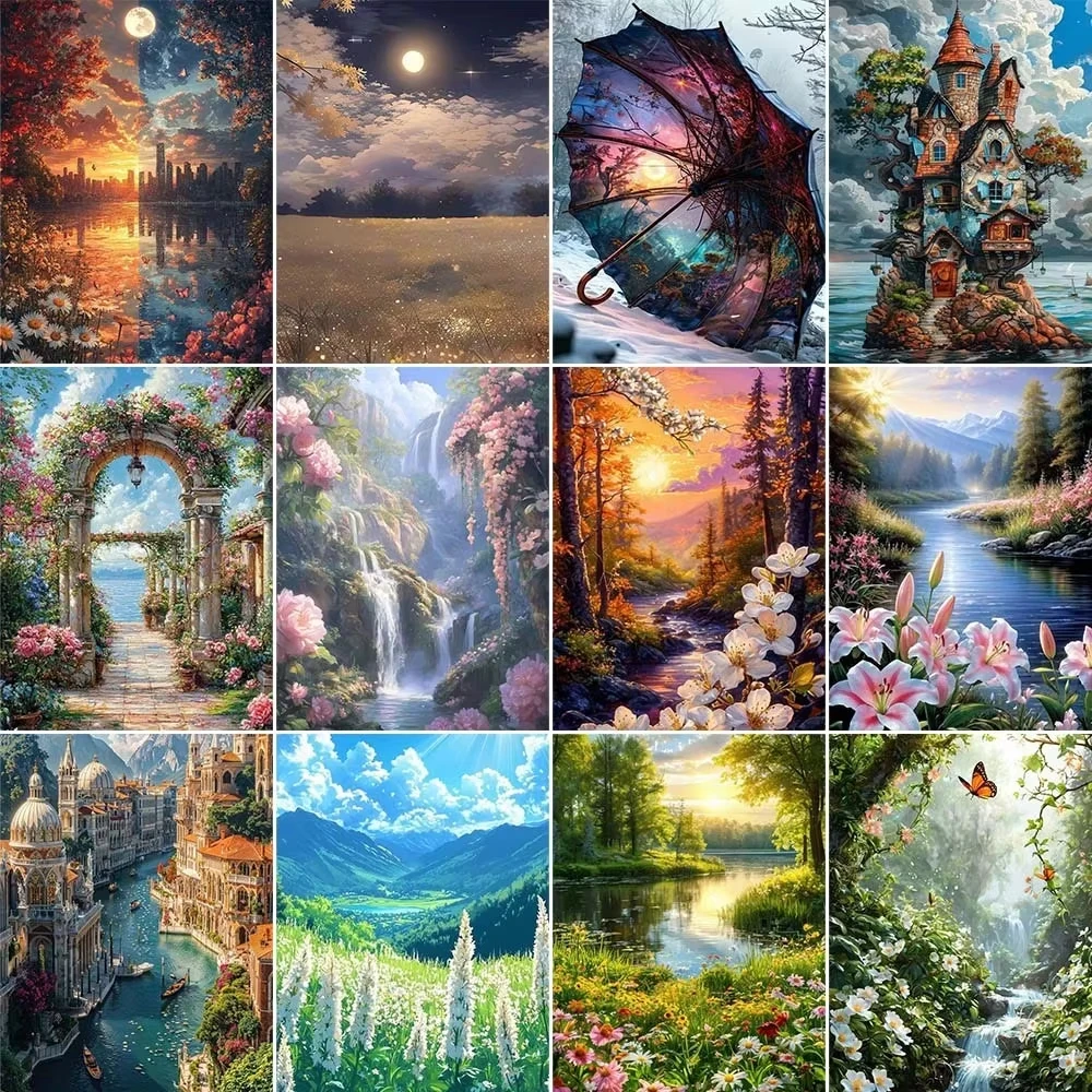 

DIY FramelesslessDigital Oil Painting Beauty Of Natural Scenery Home Decoration Painting Wall Bedroom Room Decor Gift