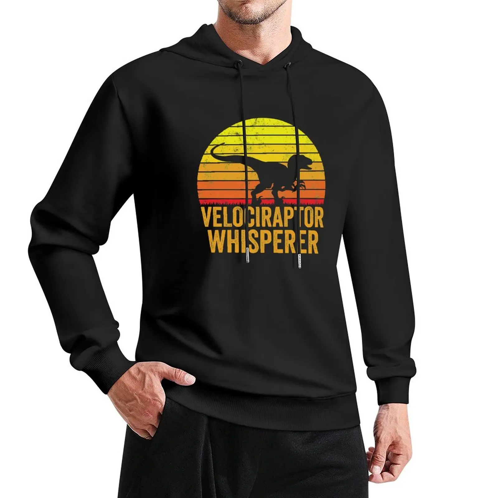 

Velociraptor Whisperer Dinosaur Vintage Retro Pullover Hoodie men's clothing mens clothes korean clothes hoodie graphic