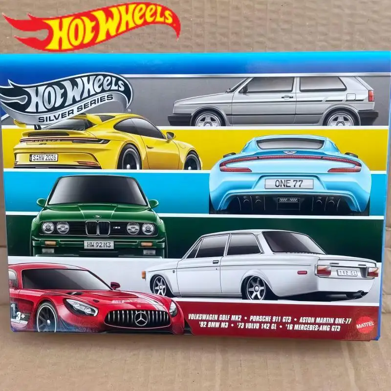 Hot Wheels Silver Serise JLB24 JLB25 6 Car Set Volkswagen Porsche Camaro Die Cast Model Toy Car Collection Boy Surprise Gift