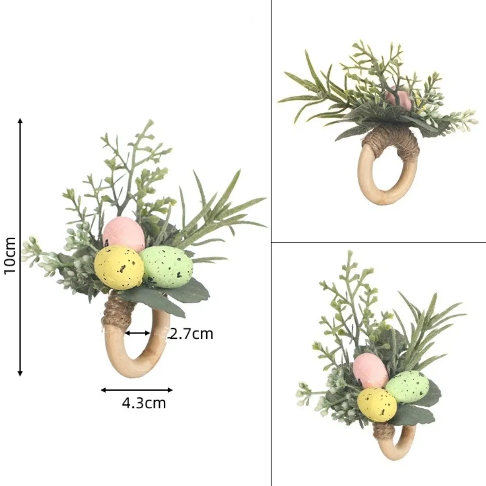 

Simulation Easter Napkin Ring Cartoon Bunny Shape Festive Napkin Buckle Plastic Foam Reusable Artificial Flower Napkin Ring