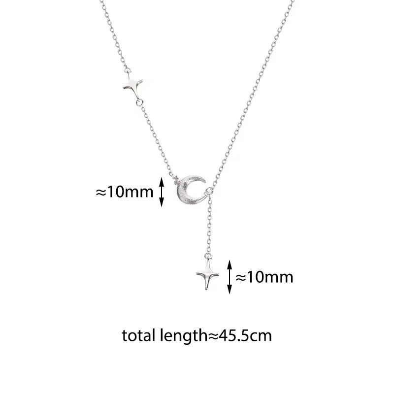 Silver Color Exquisite Cute Brushed Moon Star Pendant Necklaces for Charm Women Fashion Jewelry Light Luxury Accessories