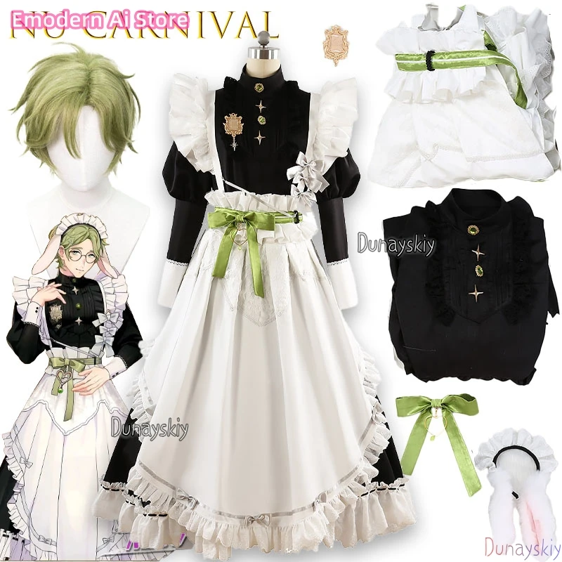 

Аниме-игра NU: Карнавальный косплей, милая униформа, оливиновая 코스프레, платье горничной Лолиты, парики, униформа для Хэллоуина, Рождества, индивидуальный заказ