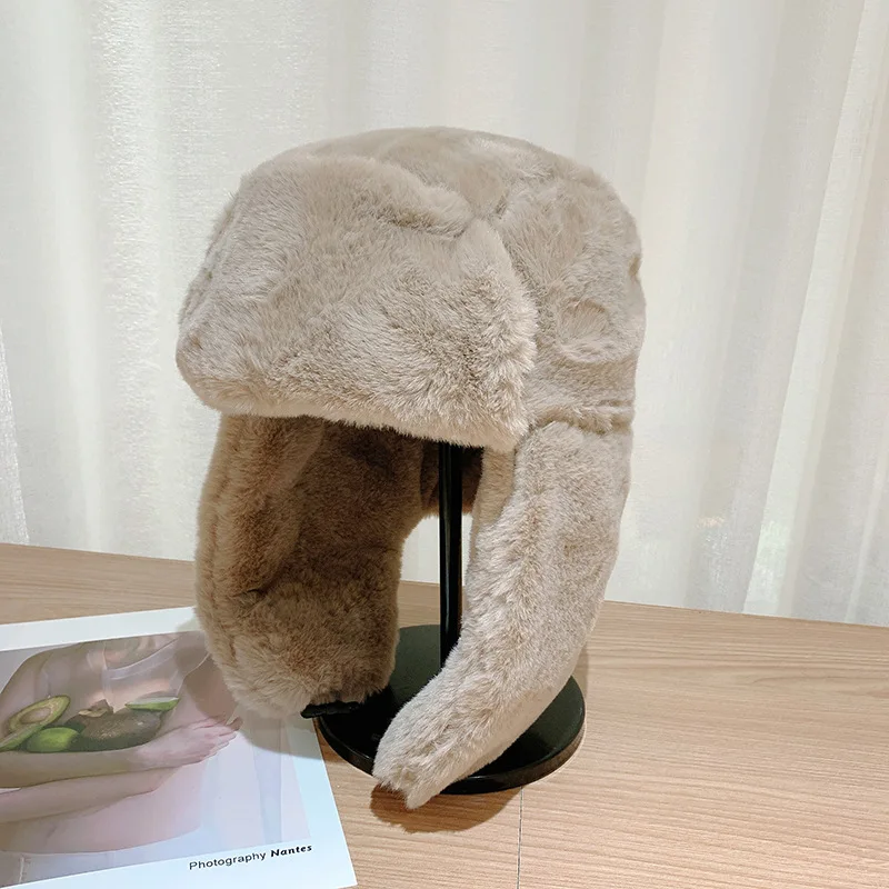 Bonnet chaud épaissi pour femme, chapeau de pilote à oreillettes Ushanka russe, chapeau de bombardier réglable, tendance de la mode coréenne, hiver