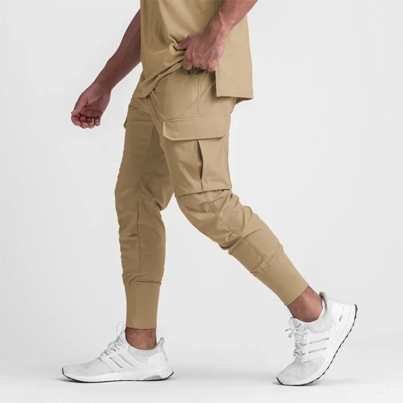 Gym Men\'s Versatile Quick Dry Pants Multi-pocket Sweatpants Outdoors Fitness Jogging Trousers Sport Training Jogger Cargo Pants